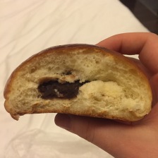 Inside of the red bean and cream bun. I was hesitant to try this one but I enjoyed it.